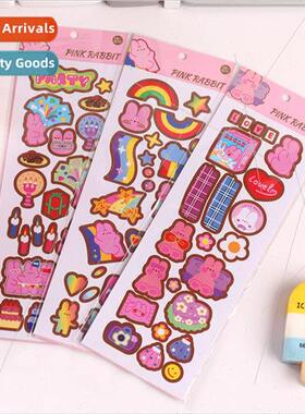 Cute pink pink rabbit series coo card stickers creative cart