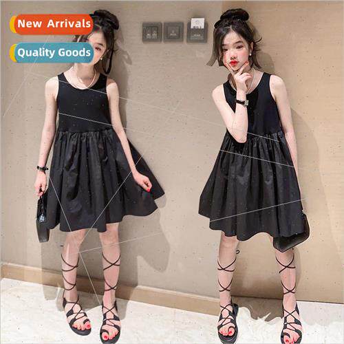 Girls summer solid color sleeveless dress Korean  of backles