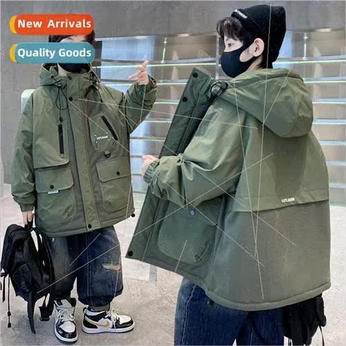 Boys winter thickened cotton clothes 2023 new middle and lar