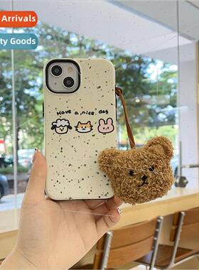 ins ink cartoon cat dog 适用 Apple 13/14ProMax phone case iP