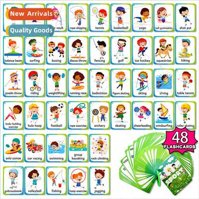 48 Childrens Sports Cognitive Early Learning Flash Cards Enl