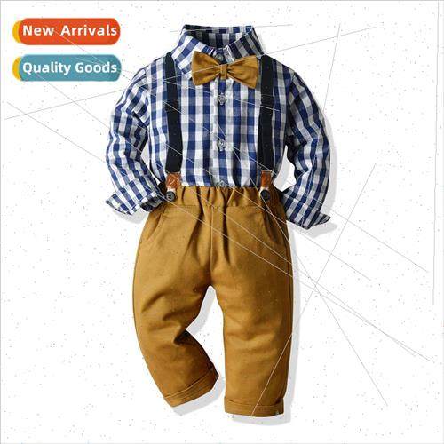 Childrens suit suit fall and winter boys plaid long-sleeved