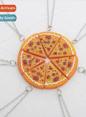Seven Petal Patchwork Friends Couple Friendship Pizza Neckla