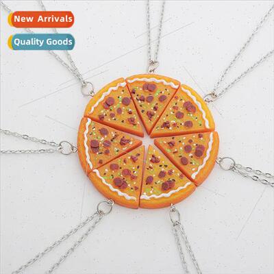 Seven Petal Patchwork Friends Couple Friendship Pizza Neckla