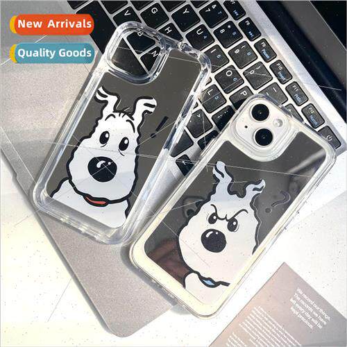 Mirror cute cartoon small white dog 适用 iPhone 13/14ProMax