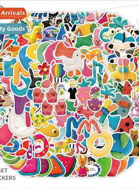 100 new cute cartoon playdough stickers decorative stationer