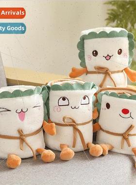 Cute cartoon bread plush facecloth roll blanket air-conditio
