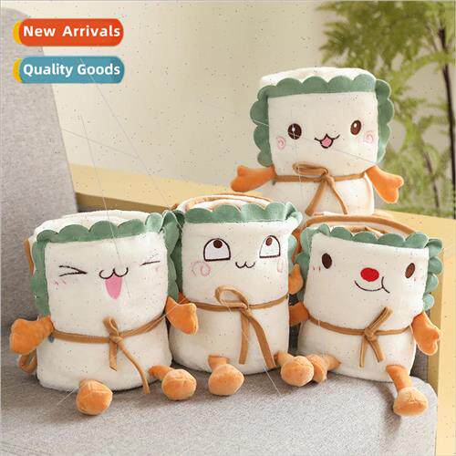 Cute cartoon bread plush facecloth roll blanket air-conditio