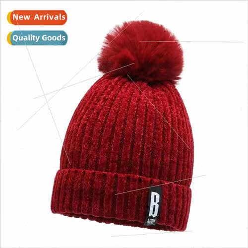New fall and winter womens caps solid color chenille B  wool