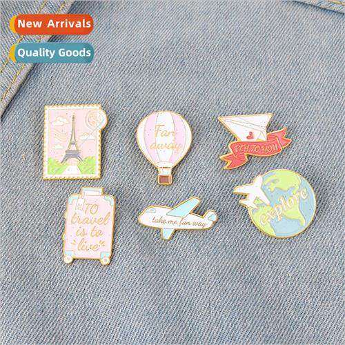 Alloy Alphabet Lapel Pins Cartoon Airplanes Earth Balloon Sh
