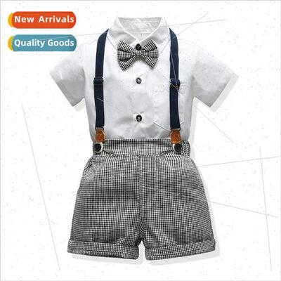 New summer Japanese childrens wear boys backstrap shorts gra