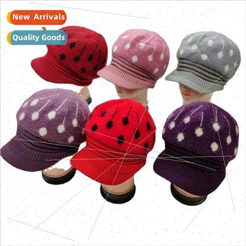 Imitation sable cap brim polka dot womens hats winter warm m