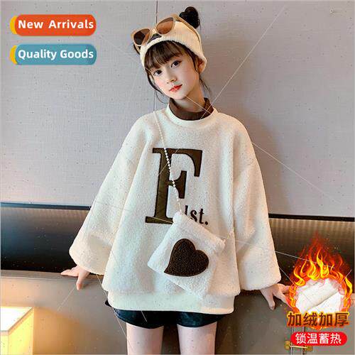Childrens thickened and padded girls sweater fall and winter