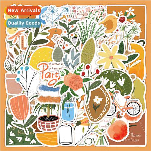62 pcs bohemian  vegetation stickers small fresh high-color