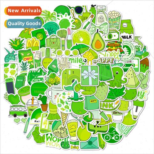 100 small size 4cm green small fresh stickers vsco girl cell