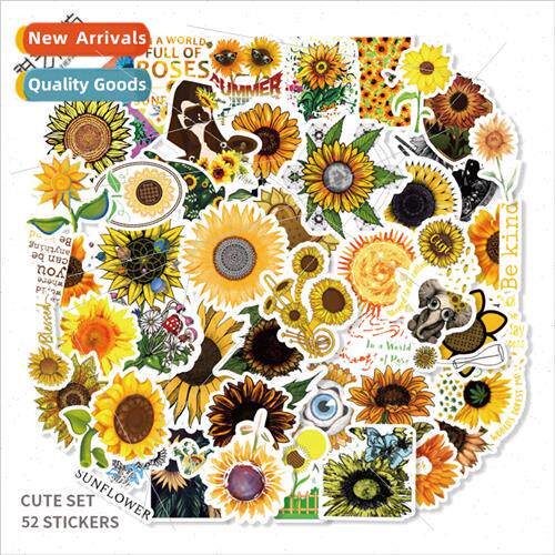 50 new sunflower small clear ins graffiti stickers helmet su