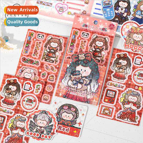 Agos morning sticker card small gift pack of two girls chara