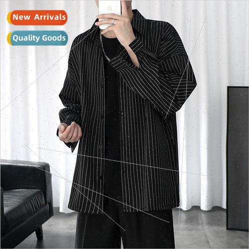 Striped shirt jacket male youth Japanese casual loose clothe
