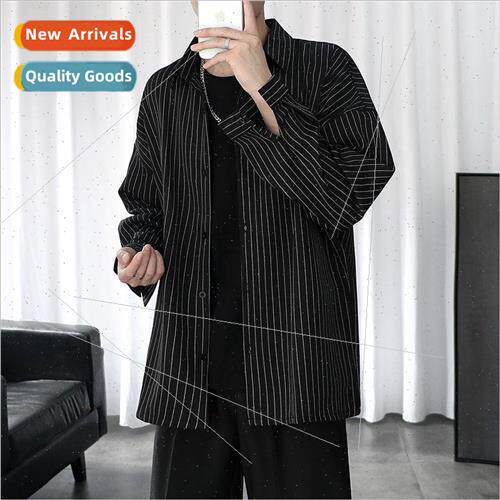 Striped shirt jacket male youth Japanese casual loose clothe