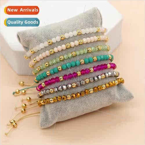 New Crystal Gold Beads Beaded Bracelet Elegant Ladies Jewelr