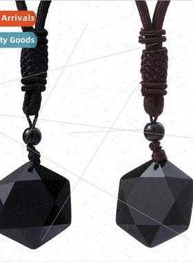 Obsidian pendant spirit pendulum energy stone obsidian hexag