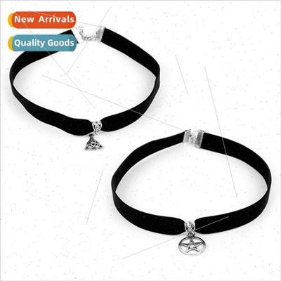 Gothic Velvet Strap Necklace mple Pentagram Star Celtic Knot