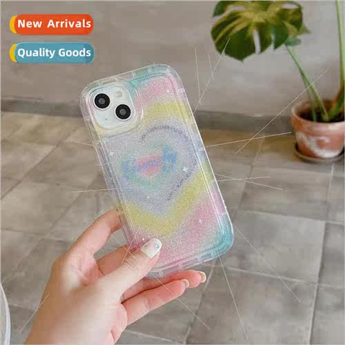 High color value glitter rainbow love 适用 iPhone 13 phone c