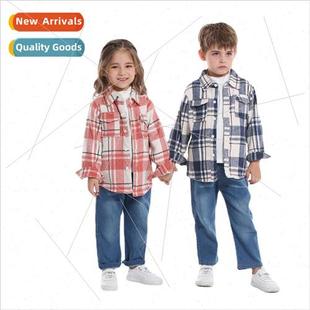 sleeved and 2023 jacket cotton long plaid winter fall New