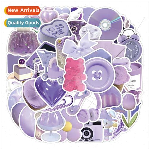50 self-created purple stickers fresh and simple luggage sco