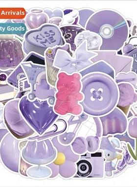 50 self-created purple stickers fresh and simple luggage sco