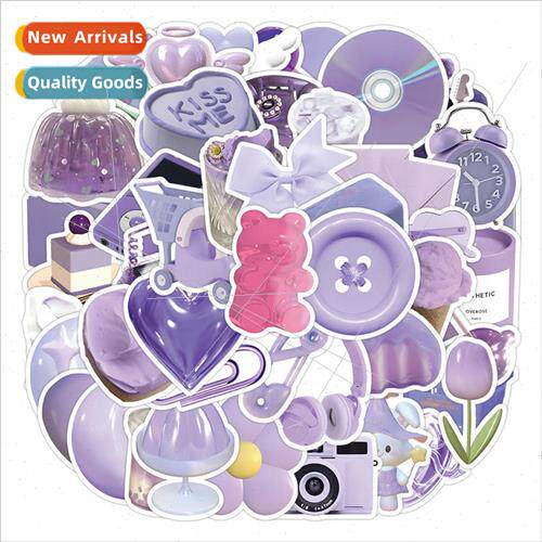 50 self-created purple stickers fresh and simple luggage sco
