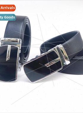 Winter automatic buckle mens business wrapped pvc silver edg