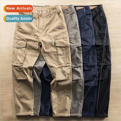 Work pants son men Korean straight loose workers work casual