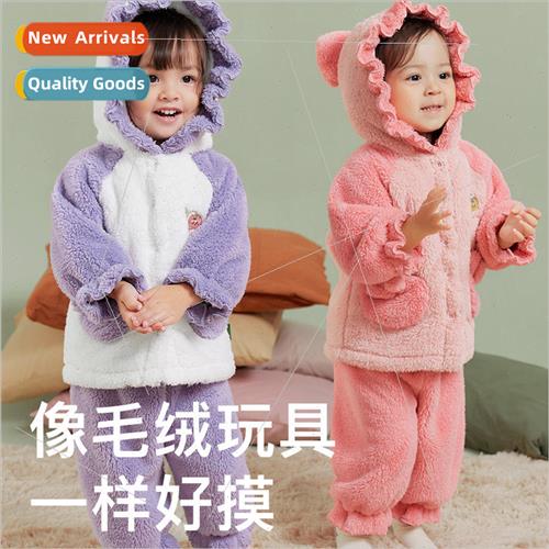 2023 winter new girls loungewear suit double-sided velvet wa