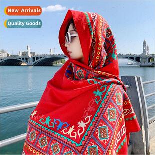 Ethnic wind shawl scarf dual-use seaside sunscreen beach sil