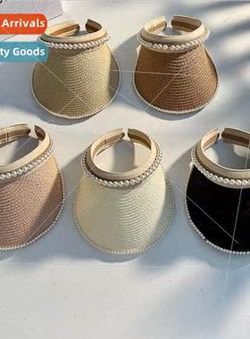Sunscreen hat summer Korean nd pearl hollow top straw hat fe