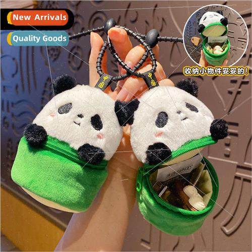 Cartoon plush bamboo panda coin purse keychain female cute p