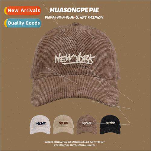 Color blocking corduroy baseball cap female winter versatile