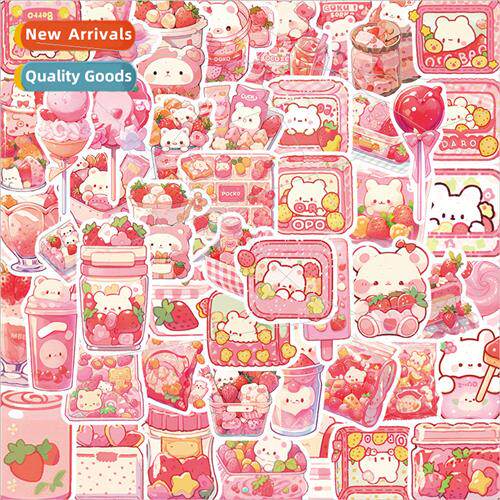 50 pink snacks cute bear girl heart stickers guitar player c
