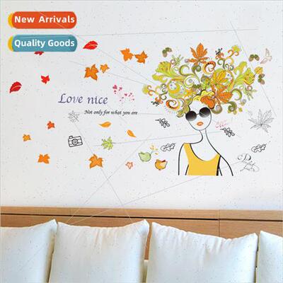Wall Stickers New Maple Leaf Girl III Removable Bedroom ving
