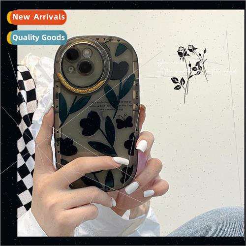 Literary ins  black flowers 适用 iPhone14 Apple 12/11promax