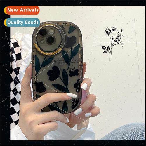 Literary ins  black flowers 适用 iPhone14 Apple 12/11promax