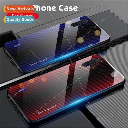 适用 Redmi Note8 phone case K20 pro gradient glass stripes f