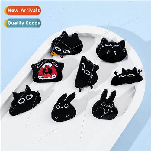Cute quirky creative small monster metal brooch cartoon blac