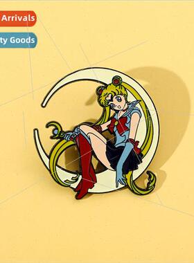Cartoon anime girl metal badge Minute Maid Warrior brooch cu