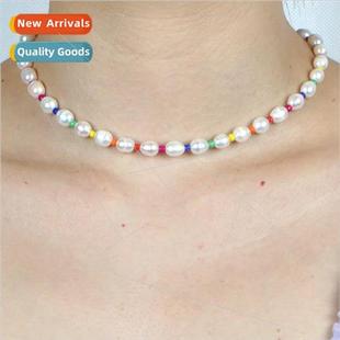 freshwater natural pearl rainbow beads Bohemian rice beach