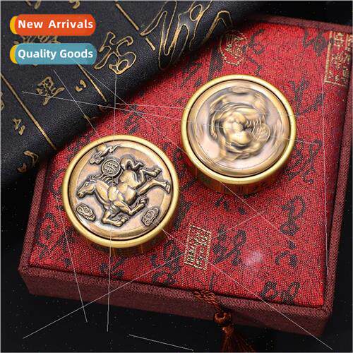 Pure brass handle pieces Taiji gossip two fish turn immediat