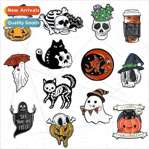 Halloween Brooch Hat Ghost Skull Spooky Pins Bags Clothes Ac