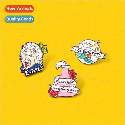 Albert Einstein pin character badge experimental bottle acad