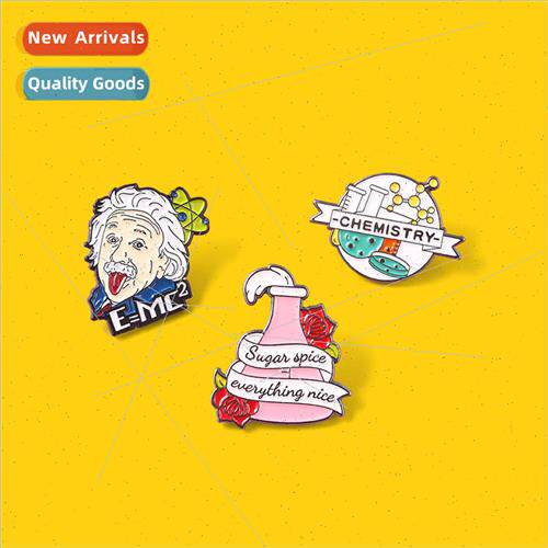 Albert Einstein pin character badge experimental bottle acad